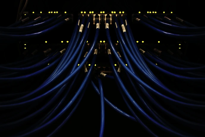 a bunch of blue wires connected to each other